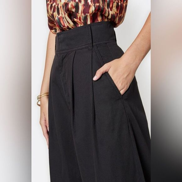 JOIE Lagos Cropped Cotton Pants In Black Caviar Size 2 - Picture 2 of 16